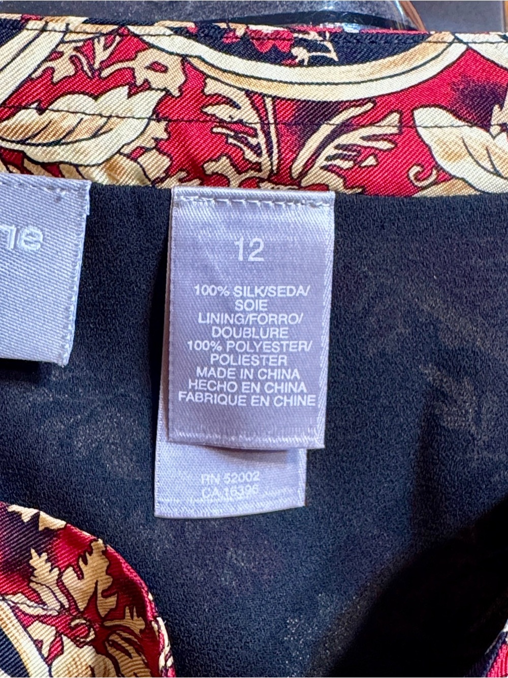 Liz Claiborne Collection 100% Silk Maxi Wrap Skirt Sz 12 Baroque Ribbon Print - Picture 4 of 7